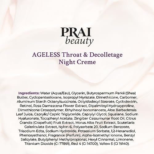 PRAI Beauty Ageless Throat & Decolletage Night Creme | Neck Firming Cream For Overnight Use | Cruelty & Paraben-Free Neck Tightening Cream with Retinol | Neck Cream for Tightening and Firming | 0.5 Oz
