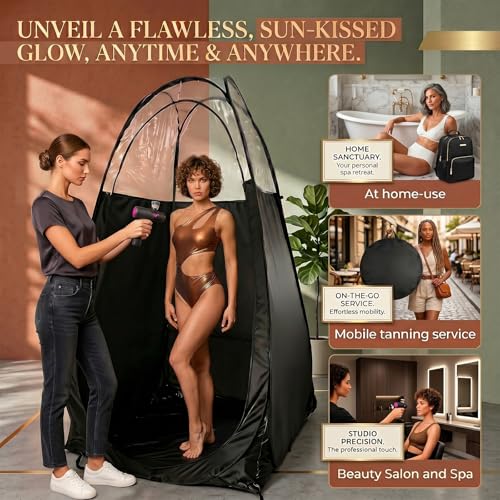 Gray Portable Pop-Up Spray Tan Tent with Extraction Fan Opening - Quick Setup