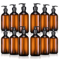 Tessco for you 12 Pack Amber Soap Dispenser Empty Plastic Pump Bottles Dispenser Refillable Shampoo for Hand Sanitizer Soap Cosmetic Lotion Body Wash Conditioner Bathroom Kitchen Travel (16.9 Oz)