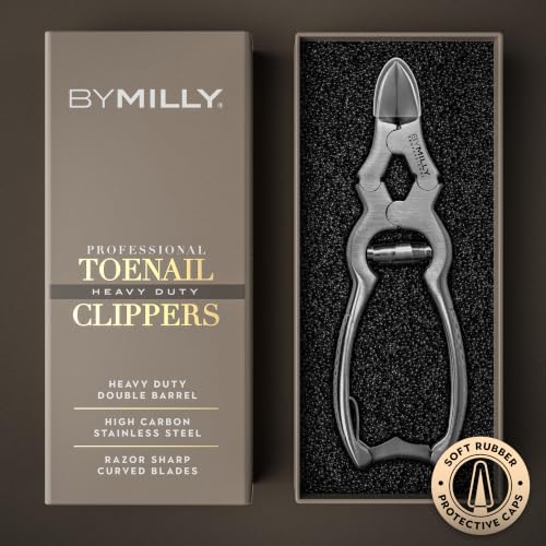 Heavy Duty Nail Clippers for Thick Toenails - Silver, Hammer Forged, Ergonomic Design