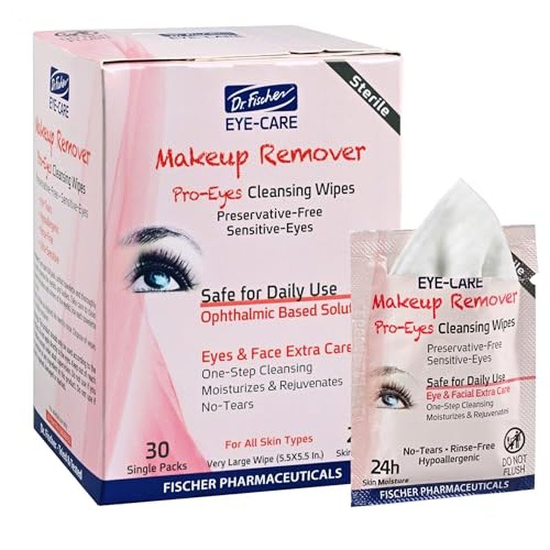 Dr. Fischer Makeup Remover Wipes - Sensitive Skin Formula, Individually Sealed, No Rinse, Eyes and Face Safe