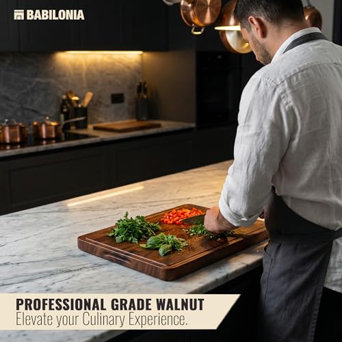 Walnut Wood Cutting Board - 20 x 16 Inches End Grain Kitchen Chopping Block - Heavy Duty