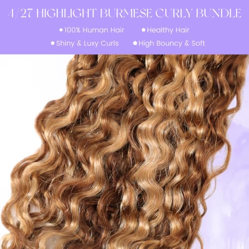 Highlight 1Pcs 50g 18 Inch Burmese Curly Human Hair Crochet Extension - Ashart