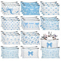Blue Bow Makeup Bag Set - 30 Women Cosmetic Pouches for Travel & Gifts