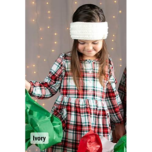 Funky Junque Exclusives Kids Ear Warmer Headband ? Fleece Lined Winter Ear Wrap for Toddler Girls & Boys, Cozy Knit Head Warmer & Earmuff Headband for Cold Weather - Ivory