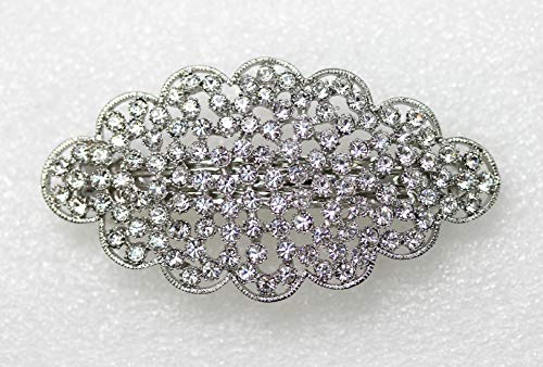 Faship Clear Floral Hair Barrette Clip - Rhinestone Bridal Hair Jewelry