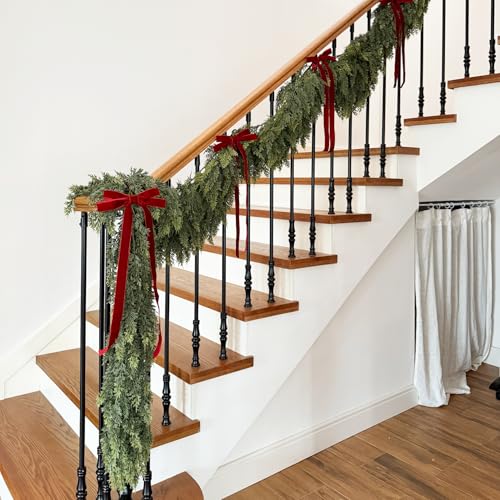 9FT Artificial Cedar Garland for Christmas Decoration - 2 Pack - Real Touch