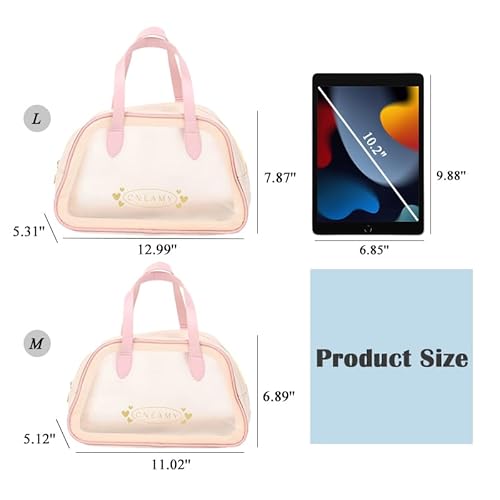 Travel Toiletry Bag, Large Clear Makeup Bag with Handles, Translucent Dry &Wet Separation Travel Bag for Skincare Products, Toiletries (Blue, Medium)