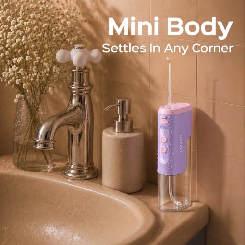 Mini Water Flosser for Travel - Portable Cordless Oral Irrigator in Purple