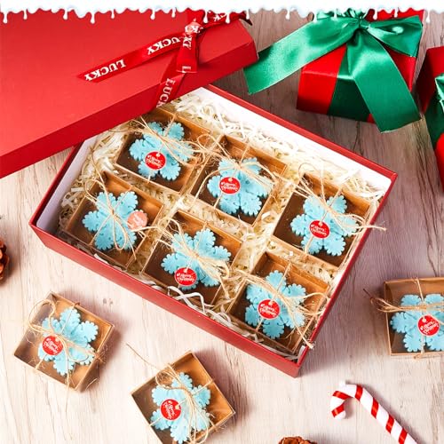 Maxcheck Snowflakes Christmas Handmade Soap Gift Set - 50 pcs Holiday Guest Soaps with Box & Stocking Stuffers