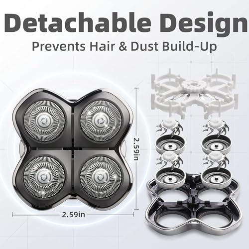 Replacement Blade Set for Electric Shavers - 4 Head Floating Titanium Foil Compatible with Skull Shaver Series Gold PRO Silver PRO Platinum PRO Butterfly Kiss PRO