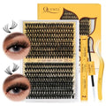 QUEWEL Lash Clusters Kit, 320Pcs 60D+80D Lash Cluster Eyelash Extensions Mix 12-18mm 3D Eyelash Clusters with Lash Bond and Seal and Lash Tweezers Easily Create 3D Lashes Clusters at Home(60+80D Kit)