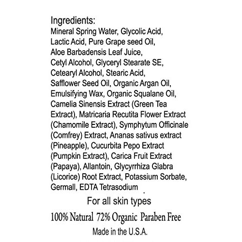 Skin Care Magic Lotion- 10% Glycolic 5% Lactic Acid Exfoliatingl Body Lotion w/Green Tea, Argan Oil, Papaya, Licorice.