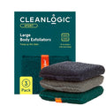 Cleanlogic Large Exfoliating Body Scrubber 3-Pack - Full-Body Loofahs for Shower
