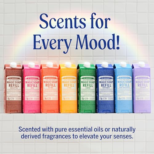 Liquid Castile Soap Refill Peppermint 32oz 2-Pack - Organic Vegan, Concentrated