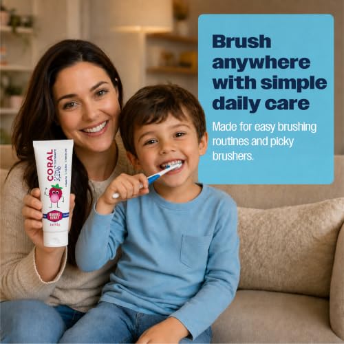 Bubble Berry Kids Fluoride-Free Toothpaste with Coral Minerals, 4 oz (Bubble Berry 3-Pack) – Coral White