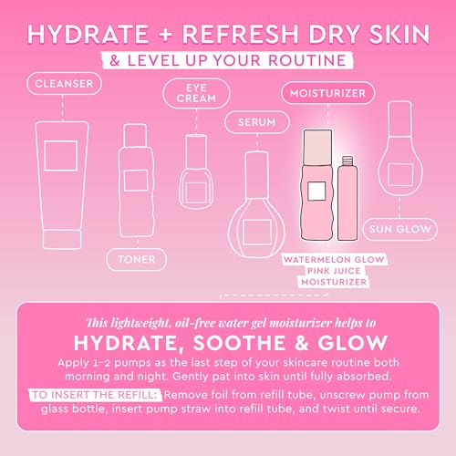 Glow Recipe Pink Juice Duo - Hydrating Face Moisturizer for Women & Men - Korean Skin Care Moisturizer with Hyaluronic Acid for Glass Skin - Lightweight Gel Moisturizer for Dry Skin (50 ml & 25 ml)