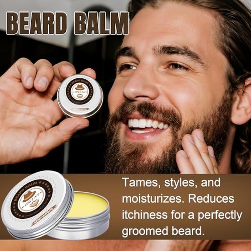 Christmas Gifts for Men,XIKEZAN Beard Care & Trimming Kit with Sandalwood Beard Oil, Wash, Conditioner, Balm,Brush,Unique Valentines Thanksgiving Birthday Gifts for Husband Dad,Mens Stocking Stuffers