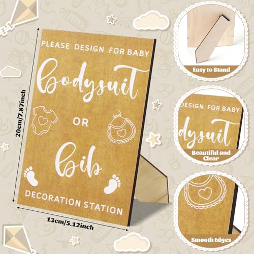 Pydeeirom Classic Kraft Baby Shower Decorating Kit – 201 Pcs including Bibs, Bodysuits, Signs, Stencils & Accessories