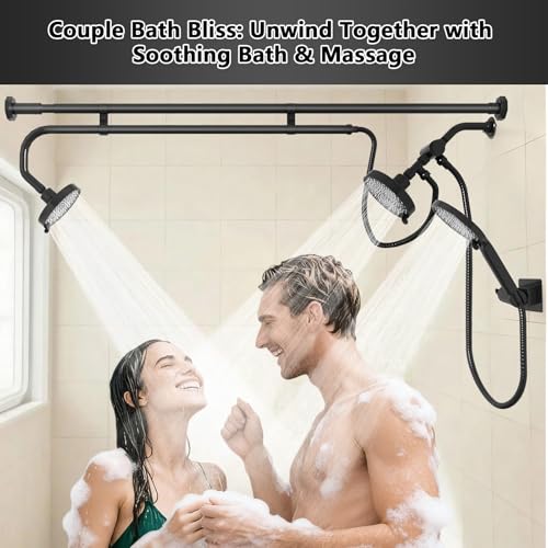 Dual Shower Head with Handheld and Adjustable Support Bar - Shared Bathroom Upgrade