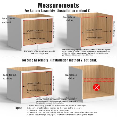 32 Inch Pull Out Kitchen Drawer Organizer - Soft Close Wood Slider