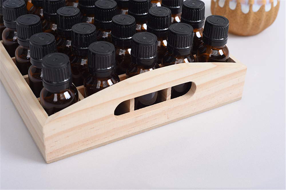 VolksRose 30-Slot Wooden Storage Box - Fits 5-15 ml Bottles, Travel & Presentation Storage, Nail Polish & Perfume Collection