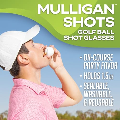 GoSports Mulligan Shot Glasses Pack of 144 | Golf Ball-Shaped Drinkware with Lids