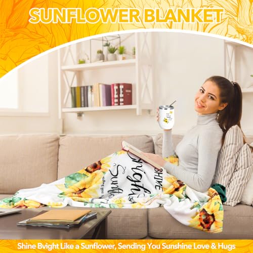 Self Care Gift Basket for Women - Yellow Sunflower Get Well Soon Care Package with Blanket & Spa Items