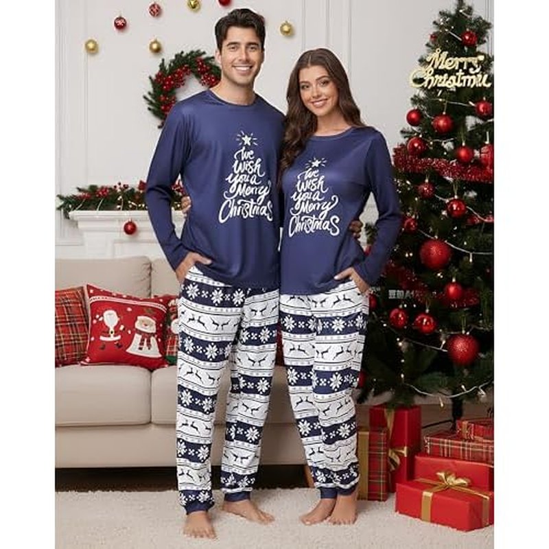 Liitrsh Family Christmas Pajamas Matching Sets Couples Christmas Pajamas Soft Warm Xmas Pjs Sleepwear for Adults Men Women