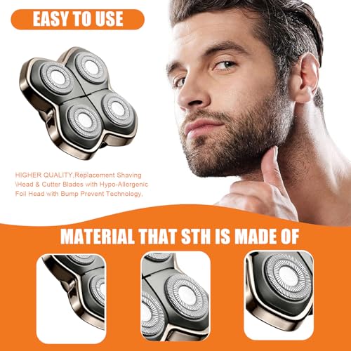 Audoc 3-Pack Replacement Blade Heads for Skull Shaver PRO 4-Head Bald Head Grooming
