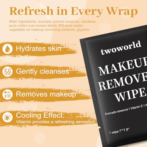 Makeup Remover Wipes Bulk Individually Wrapped,Travel Makeup Wipes Gentle for Face Cleansing Mascara Lipstick Travel Hotel£¨black,pack of 100)