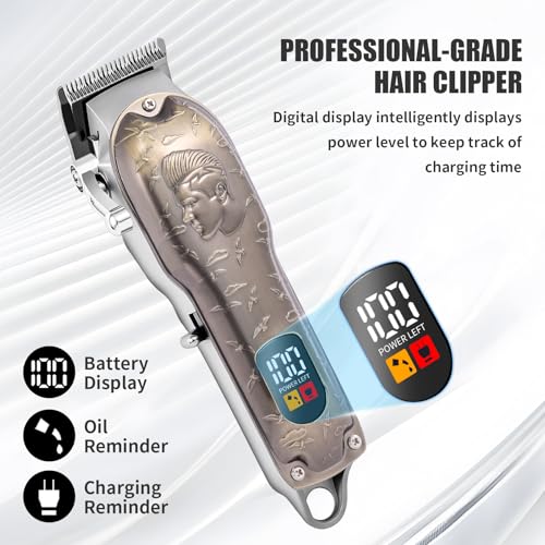 WMZR Professional Hair Clipper Set Gold - Men's Clipper, T-Shaped Sideburn Trimmer, Nose Hair Trimmer, Foil Shaver