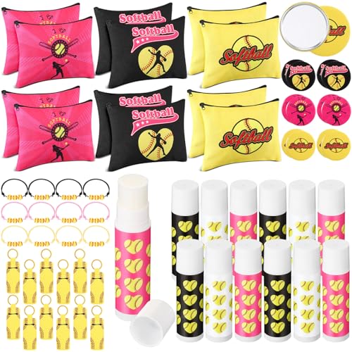 60 Pcs Softball Gift Set Makeup Bags & Accessories for Sports Lovers