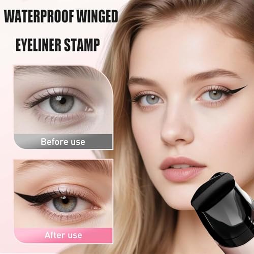 Rotating Eyeliner Stamp Pen,Foldable Winged Eyeliner Stamp,Wing eyeliner stamp,Smudge Proof & Waterpoof Eye Liner,Easy Eye Stencil Makeup Tool (2PCS-Black)