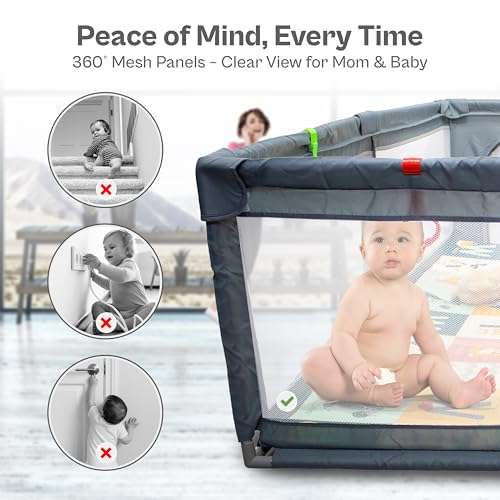 Large Baby Playpen with Mat 71x59 Inch Safety Play Yard for Toddlers Indoor & Outdoor