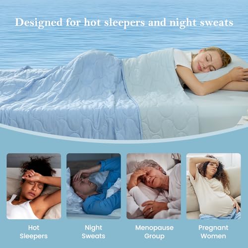 Cooling Blanket Queen 80x90 - Double-Sided Summer & Winter Comfort - Blue