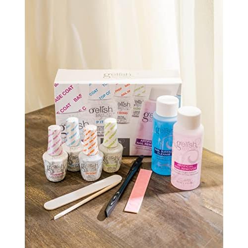 Gelish MINI Complete Basix Kit - Gel Nail Polish Prep Essentials Starter Kit with Foundation, pH Bond, Top It Off, Nourish, Nail Remover & Cleanser - Long-Lasting Salon-Quality Manicure at Home.