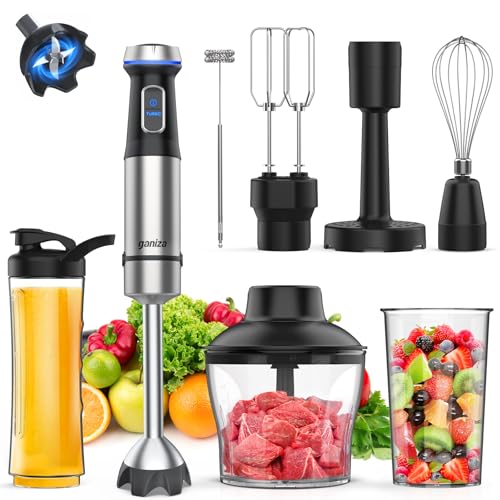 Ganiza 1000W Handheld Immersion Blender 8-in-1 Kitchen Mixer with 16 Speeds