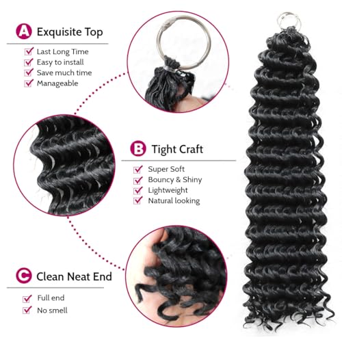 Natural Black Deep Wave Crochet Hair 18 Inch - 30 Strands Feather Synthetic