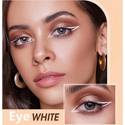 Go Ho 12 PCS White Eyebrow Eyeliner Pencils,White Eyeshadow Makeup Pen,Sweatproof Eye Highlighter Makeup Pencil,Long-lasting Nice Color Eye Brow Gel Pen,Brow Tint Sticks