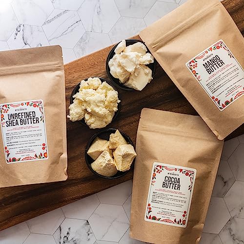 Better Shea Butter Set of 24 oz - Raw Shea, Mango & Cocoa Butters, Block - 3 Bars