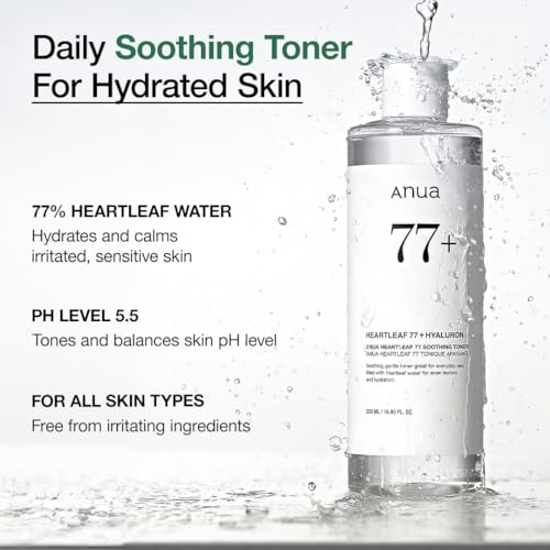Anua Skin Relief Duo for Calming Skin, Heartleaf 77 pH 5.5 Soothing Toner, Heartleaf 80 Calming Ampoule for Sensitive Skin, panthenol B5, Hydrating, Soothing Effect, Vegan, Korean Skincare Set