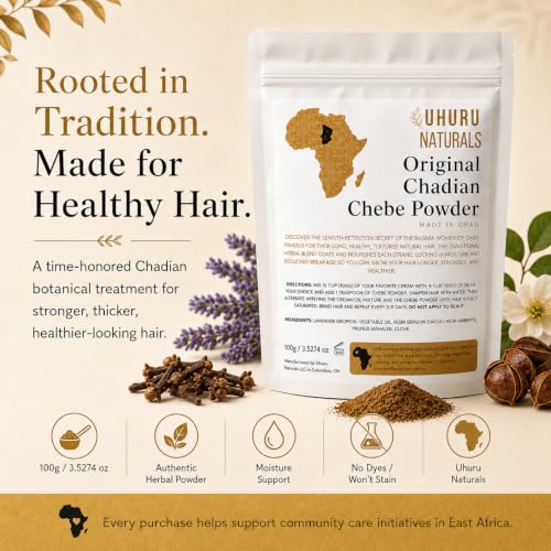 Earthy Botanical Chadian Chebe Hair Powder - Nourishing Natural Hair Growth - 3.53 oz