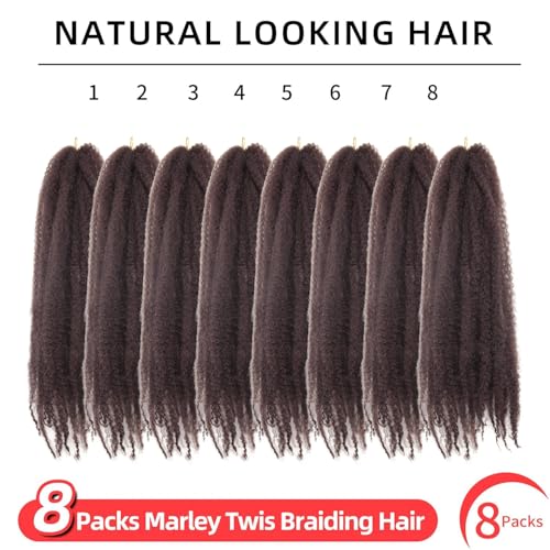 BYKSVIOC 18 Inch Marley Twist Crochet Hair - 8 Packs, Cuban Afro Kinky Faux Locs