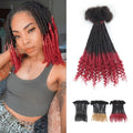 10 Inch Human Hair Dreadlock Extensions with Curly Ends - Black to Red, 20 Strands, 0.4cm Width, Handmade, Permanent Style (Variation: 1B-BUG / 10 Inch-20s-4mm)
