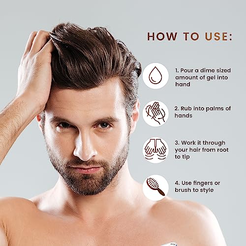 Vegan Strong Hold Hair Gel for Men & Women - Natural, Humidity Resistant, 5.5oz