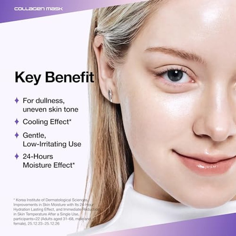 ANUA Vita Collagen Mask, Hydrogel Face Mask for Cooling & Skin Firmness, Dullness Care with Vitamin C, Radiant Glass Skin Effect, KPop Demon Hunters, Korean Skincare (4ea)