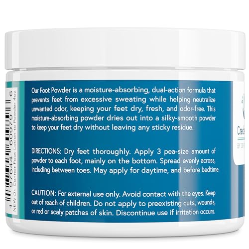 Unscented Plant-Based Foot Powder for Excessive Sweating & Odor Control - 4oz