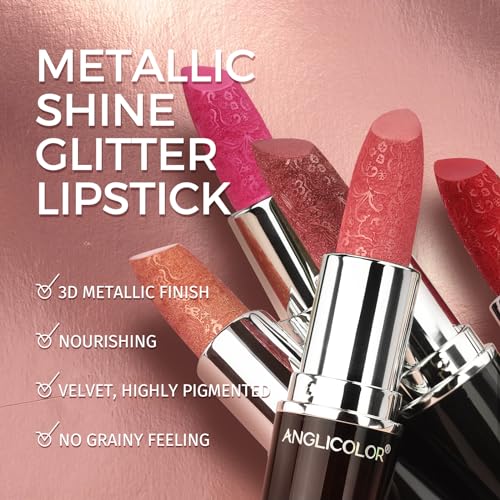 Anglicolor Metallic Lipstick Set - Hydrating Creamy Lip Colors with Shimmer