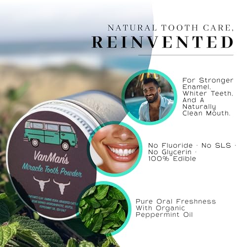 Miracle Tooth Powder - Mint & Bone Remineralizing Toothpaste, 2.2 oz - Vanman's Natural Oral Care